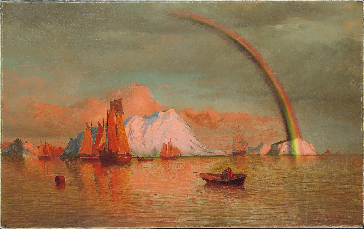 Arktisk solnedgang med regnbue, 1877 af William Bradford