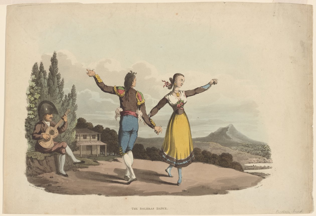 Boleras-dansen, indgraveret af John Heaviside Clark, ca. 1810-19 af William Bradford