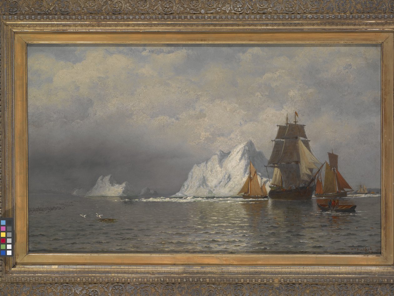 Hvalfanger og fiskefartøjer nær kysten af Labrador (olie på lærred) af William Bradford