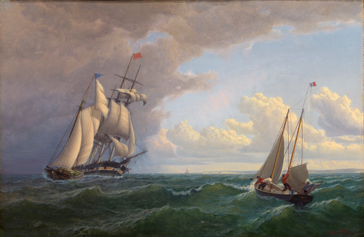 Hvalfanger ud for Vineyard - Outward Bound, 1859. af William Bradford