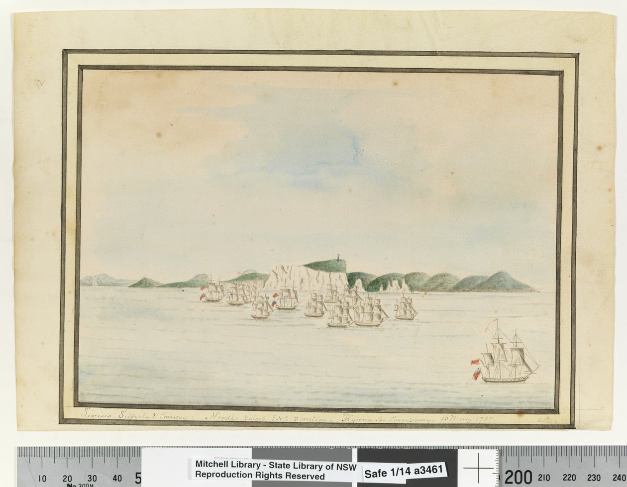 Op. s. 13. `Sirius, Supply & Convoy: Needle Point ENE 3 miles. Hyæne i selskab. 13. maj 1787