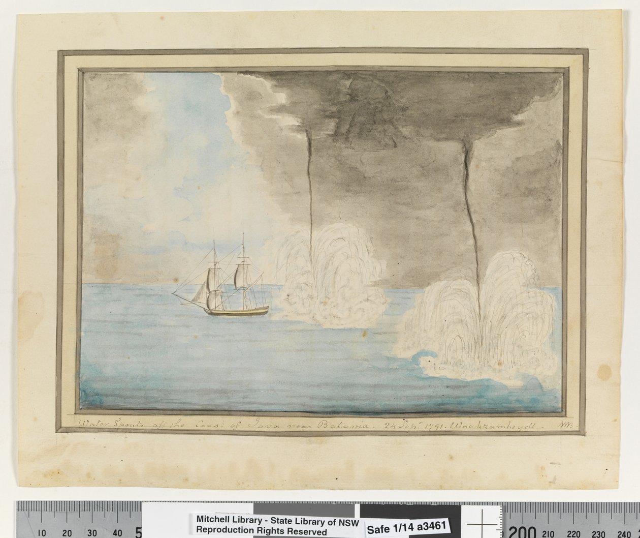 Op. s. 290. `Vand spreder ud for Javas kyst nær Batavaia. 24 sepr 1791. Waakzamheydt