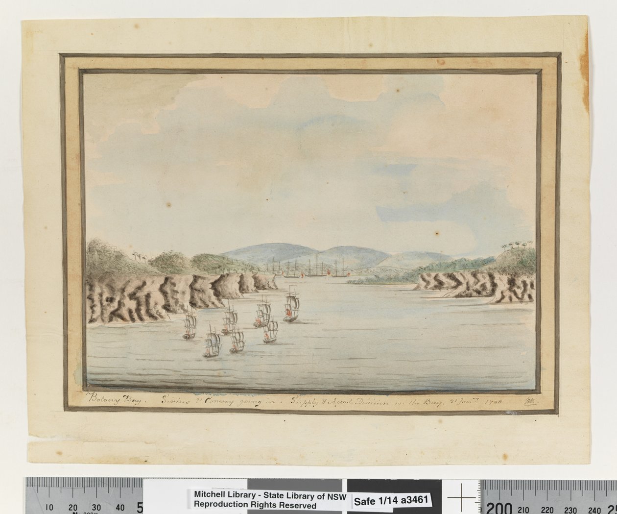 Op. s. 56. `Botany Bay. Sirius & Convoy går ind: Supply & Agents Division in the Bay. 21 januar 1788