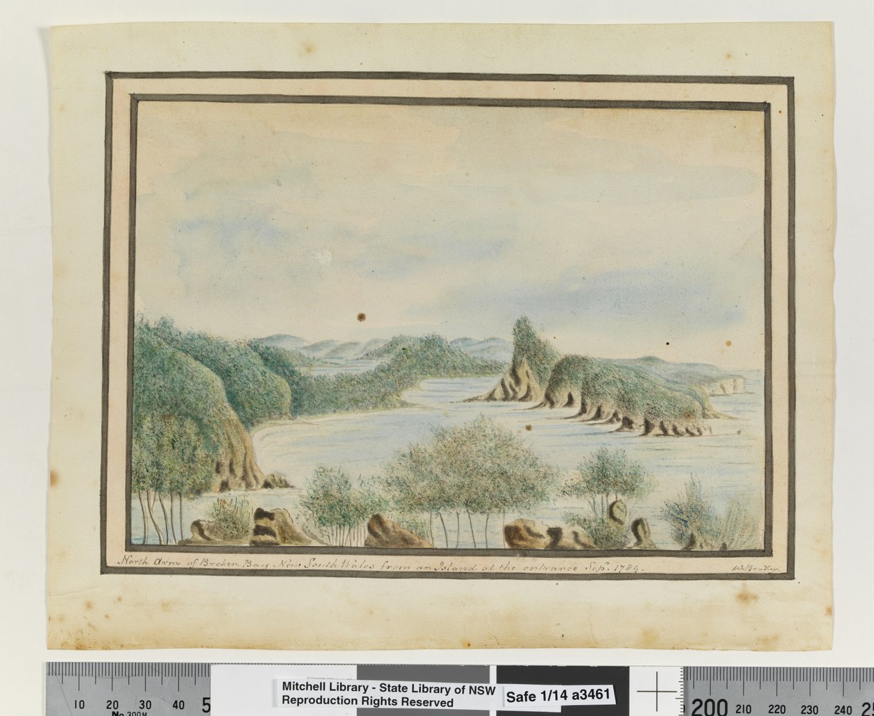 Op. s. 92. `North Arm of Broken Bay New South Wales fra en ø ved indgangen sepr 1789