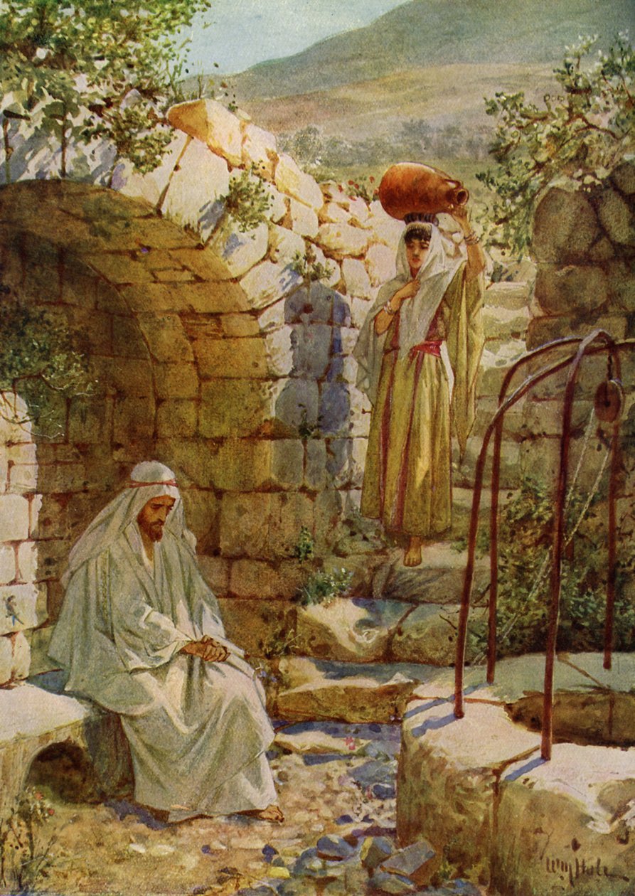Jesus beder en samaritansk kvinde om vand - Bibelen af William Brassey Hole