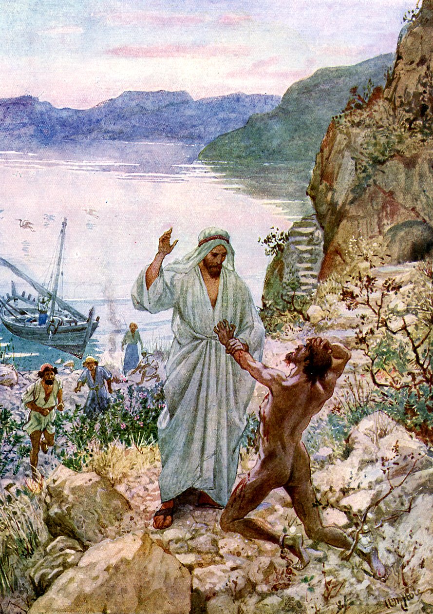 Jesus helbreder en dæmonbesat mand - Bibelen af William Brassey Hole