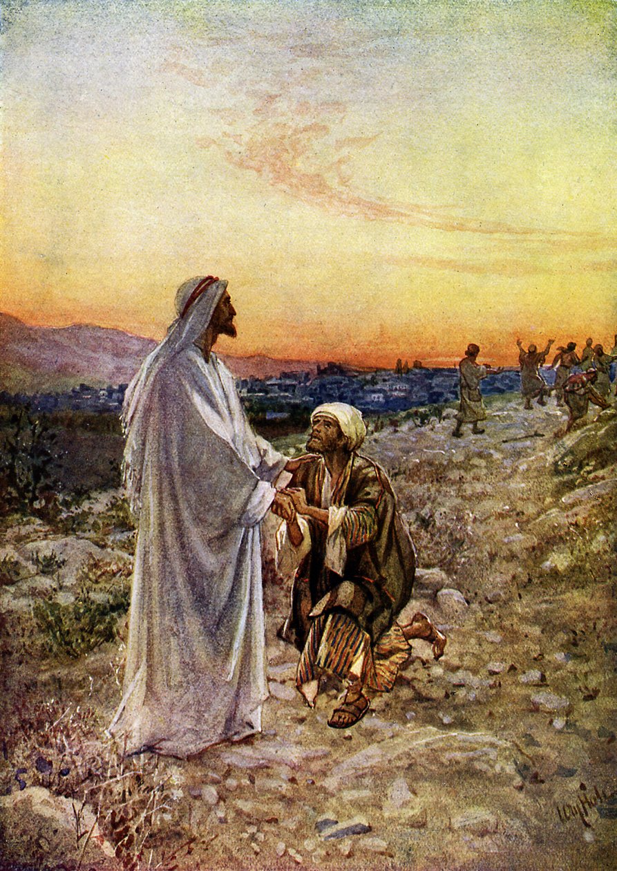 Jesus helbreder spedalske i Samaria - Bibelen, Det Nye Testamente af William Brassey Hole