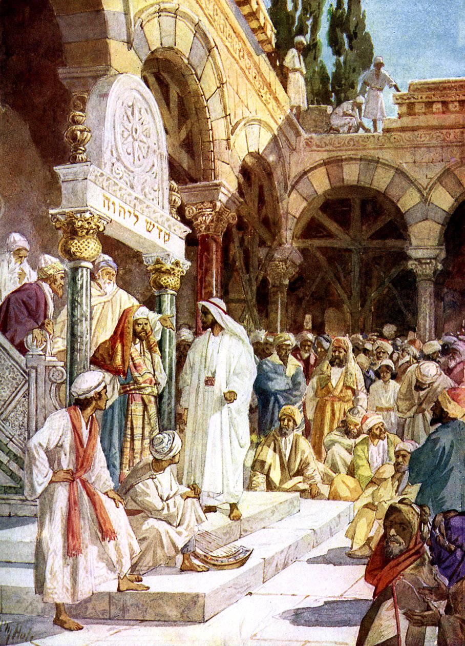 Jesus bliver udfordret af præster og skriftkloge - Bibelen af William Brassey Hole