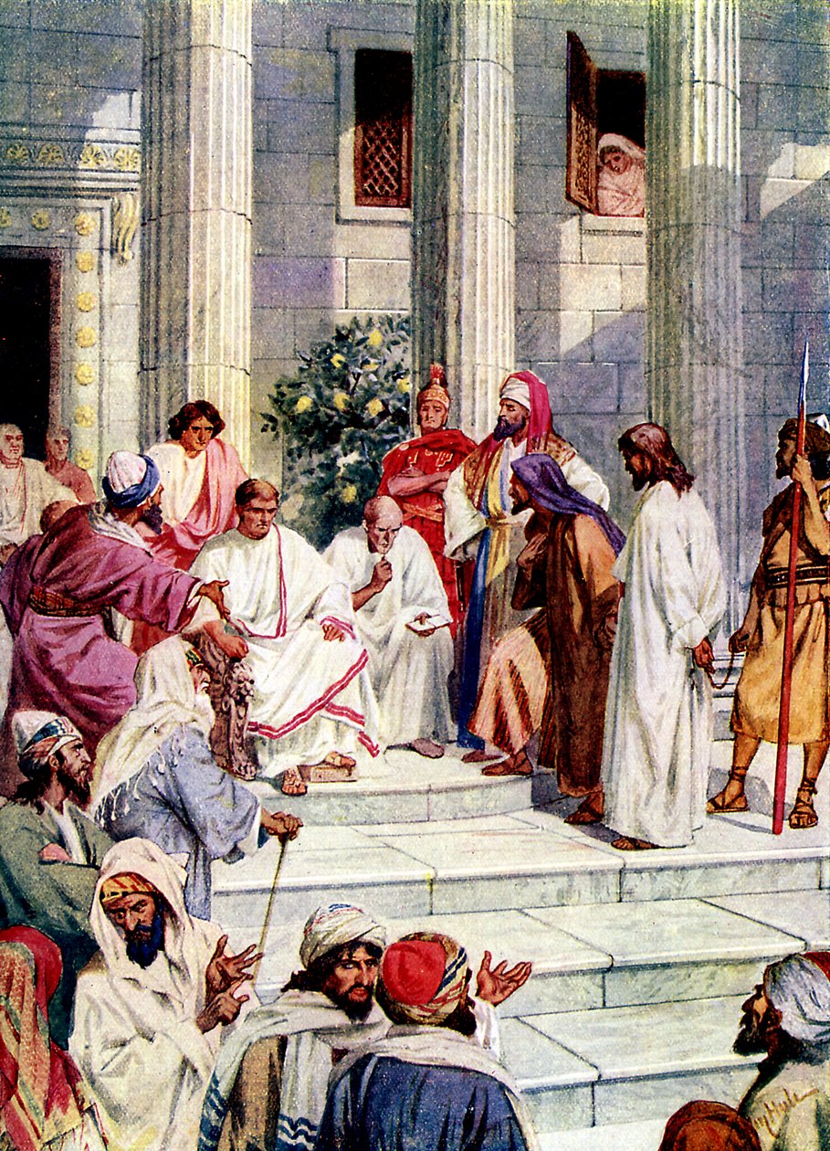 Jesus bliver ført til Pontius Pilatus - Bibelen af William Brassey Hole