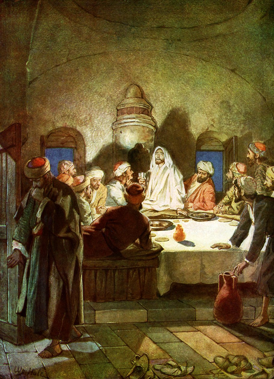 Jesus fortæller sine disciple, at han vil blive forrådt - Bibelen af William Brassey Hole