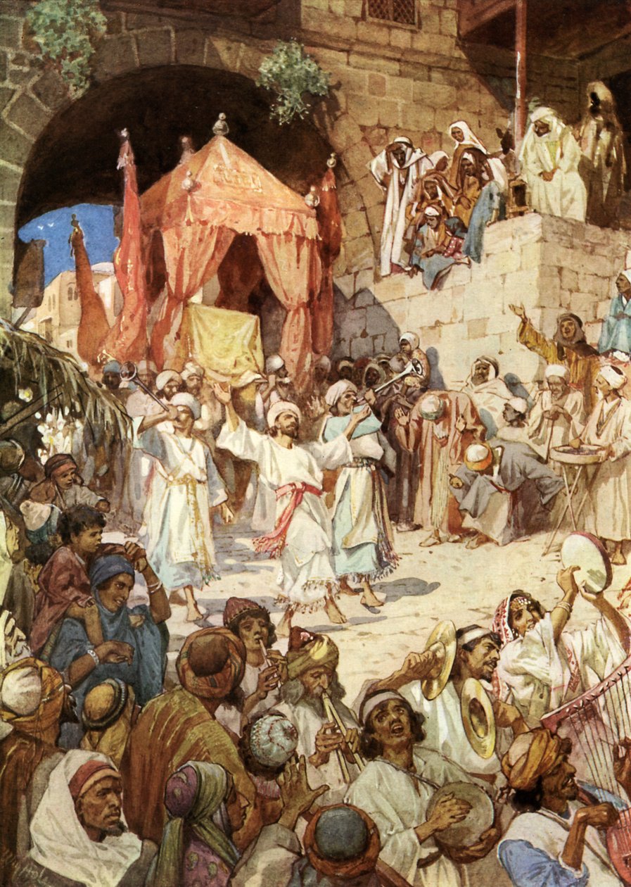 Kong David bringer arken ind i Jerusalem - Bibelen af William Brassey Hole