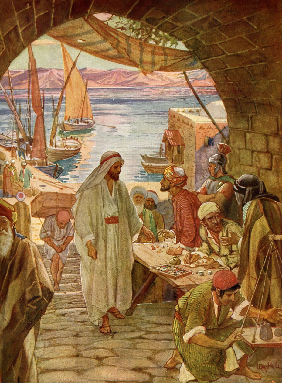 Matthæus (Levi) bliver opfordret til at blive en discipel - Bibelen af William Brassey Hole