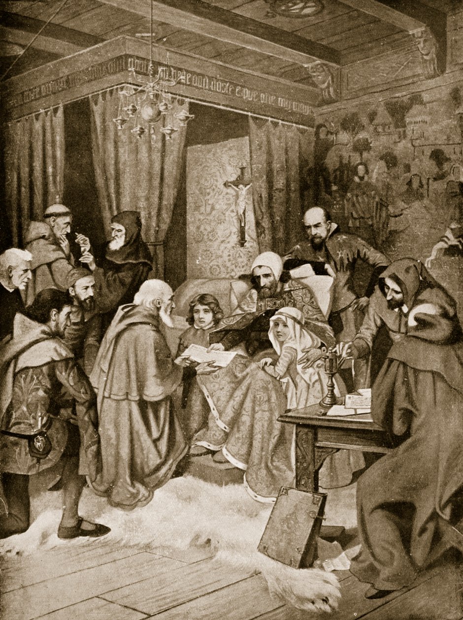 Robert Bruce overdrager et charter, 1329, illustration fra 