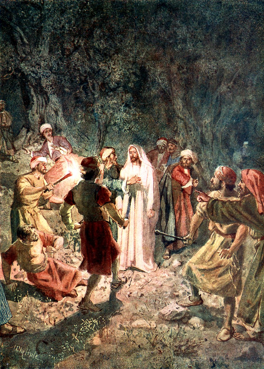 Farisæernes soldater griber Jesus - Bibelen af William Brassey Hole
