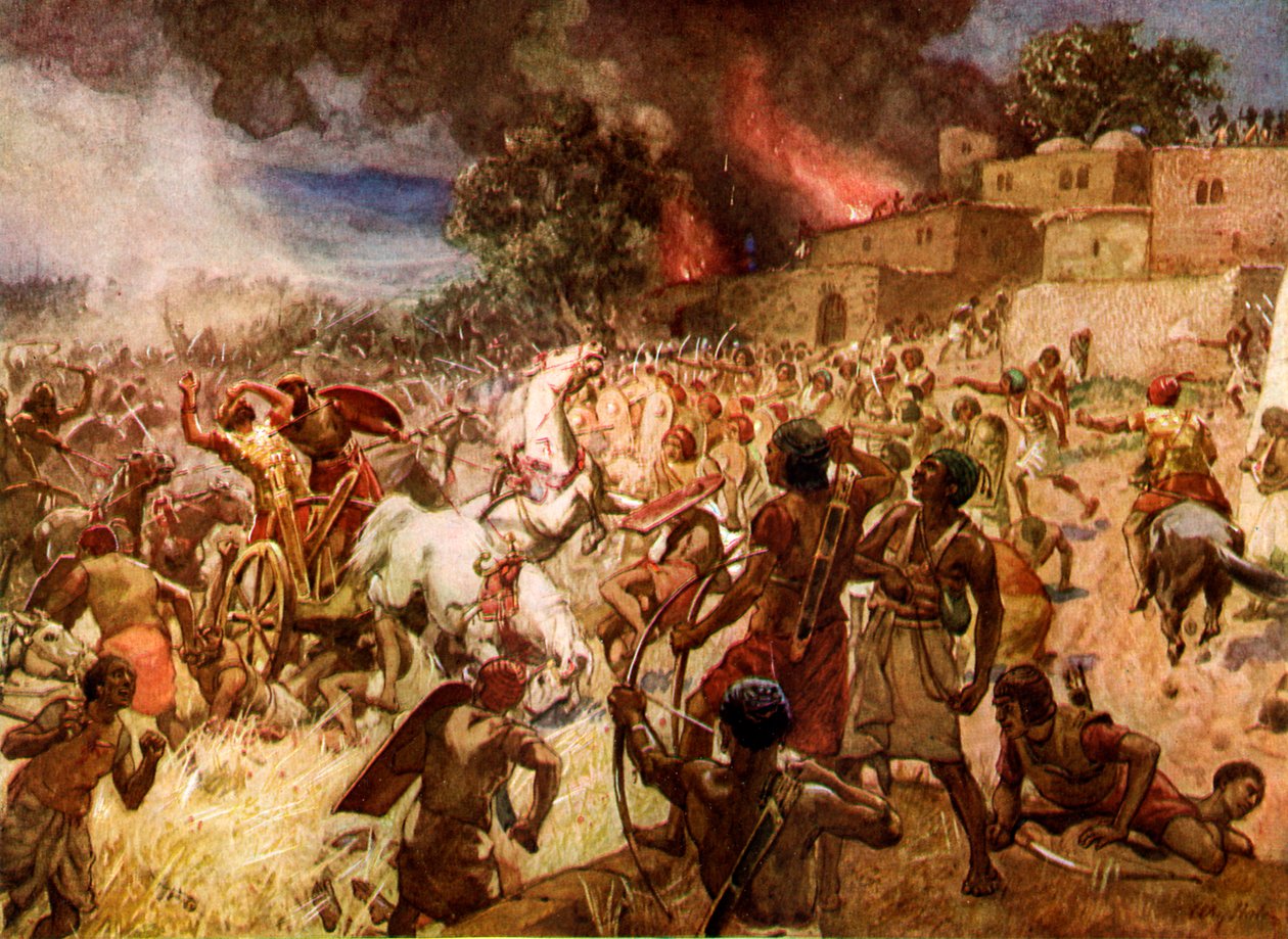 Kong Josias død ved Megiddo - Bibelen af William Brassey Hole