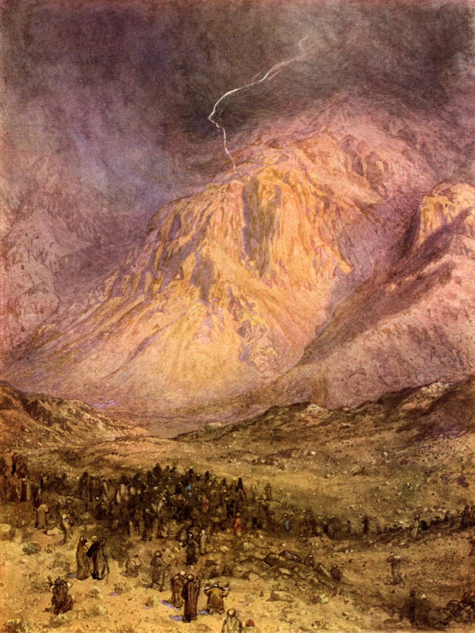 Give loven på Sinai Bjerg. - Bibel af William Brassey Hole