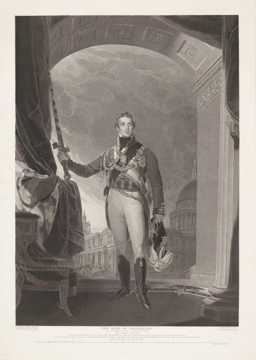 Portret af Arthur Wellesley, hertog van Wellington The Duke of Wellington (titel på objekt) af William Bromley (I)