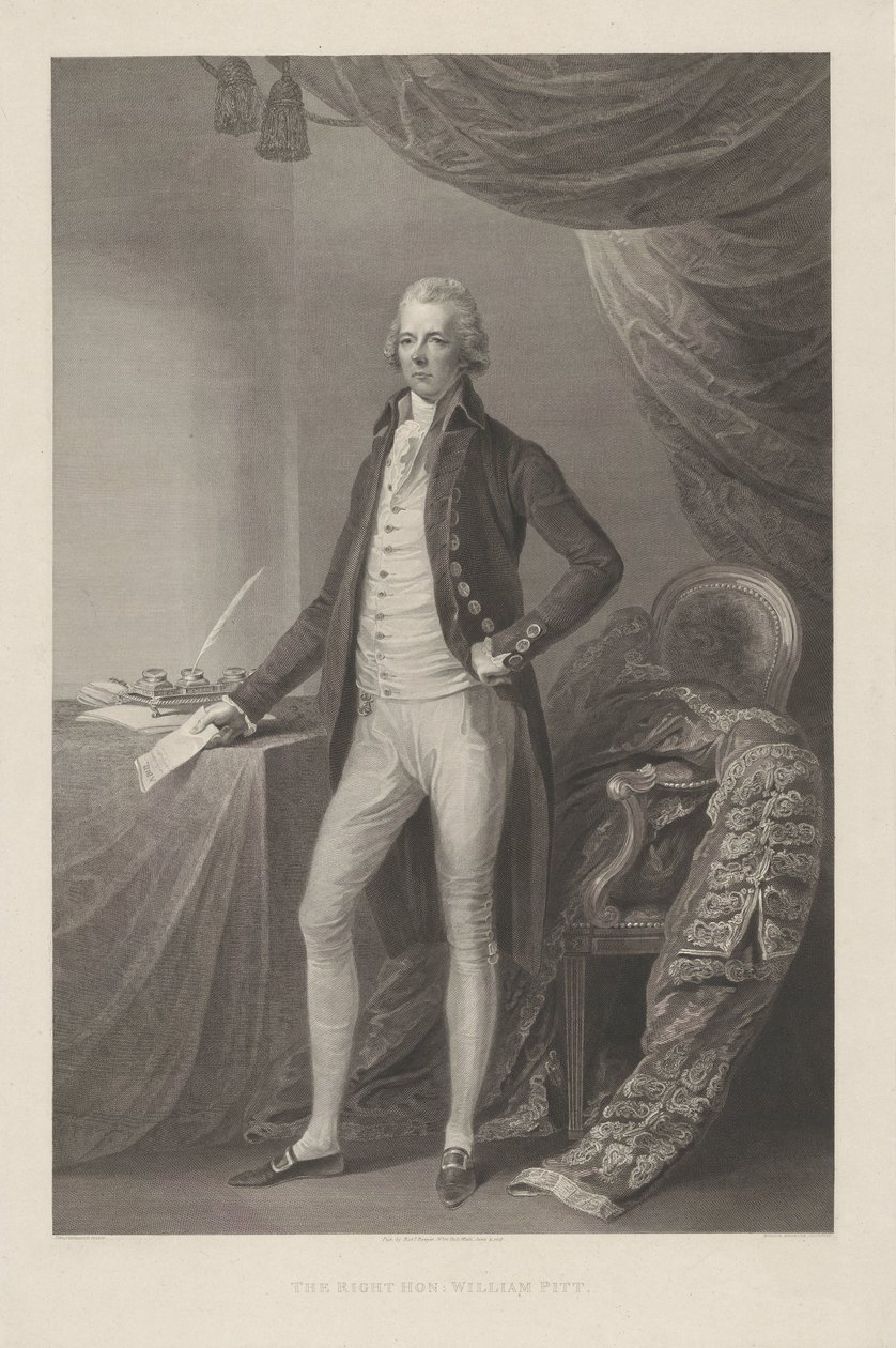 Portret af William Pitt Den højre Hon. William Pitt (titel på objekt) af William Bromley (I)