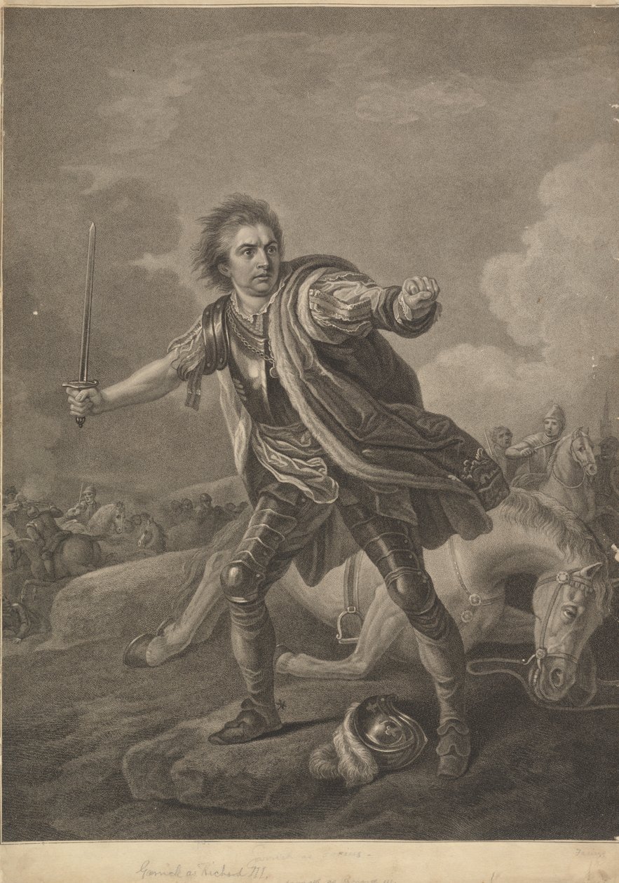 David Garrick som Richard III i Drury Lane Theatre Performance, 1759 af William Bromley