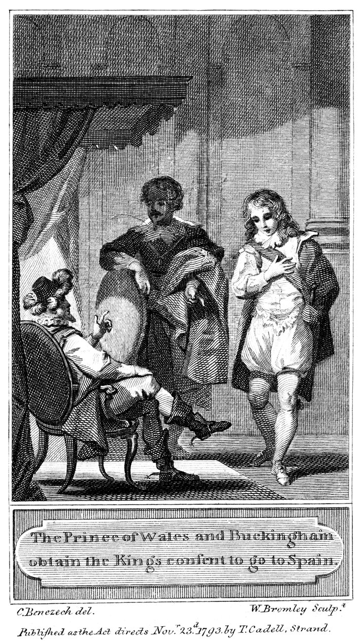 Prinsen af Wales og Buckingham opnår kongens samtykke til at tage til Spanien, 1793 af William Bromley