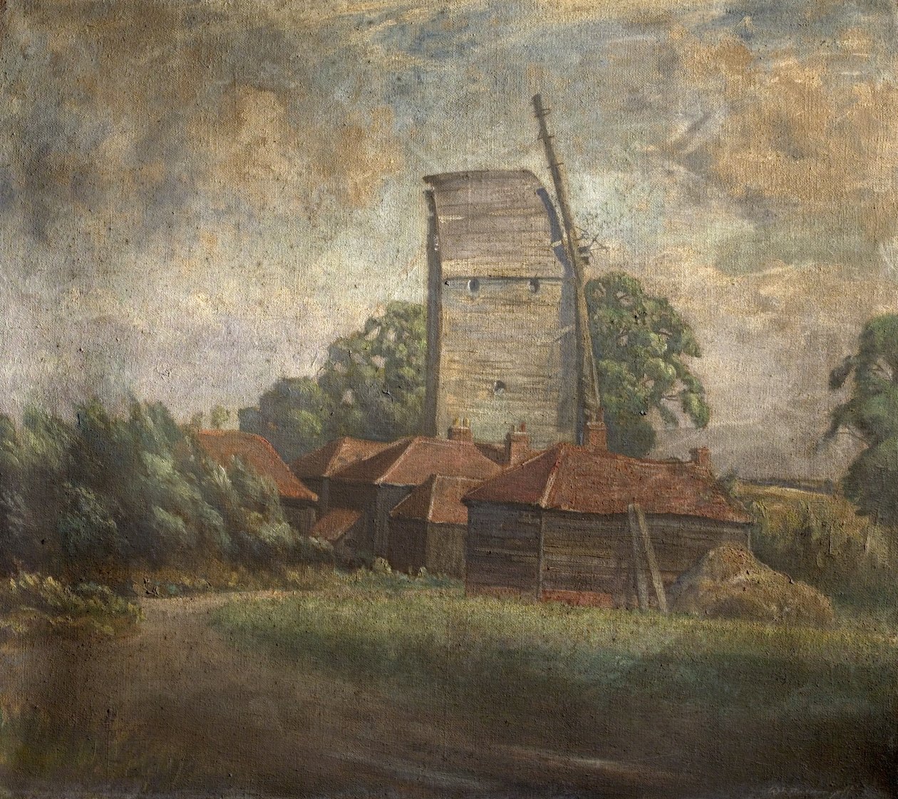 Toot Mill, Toot Hill, Essex (olie på hessian) af William Brown MacDougall