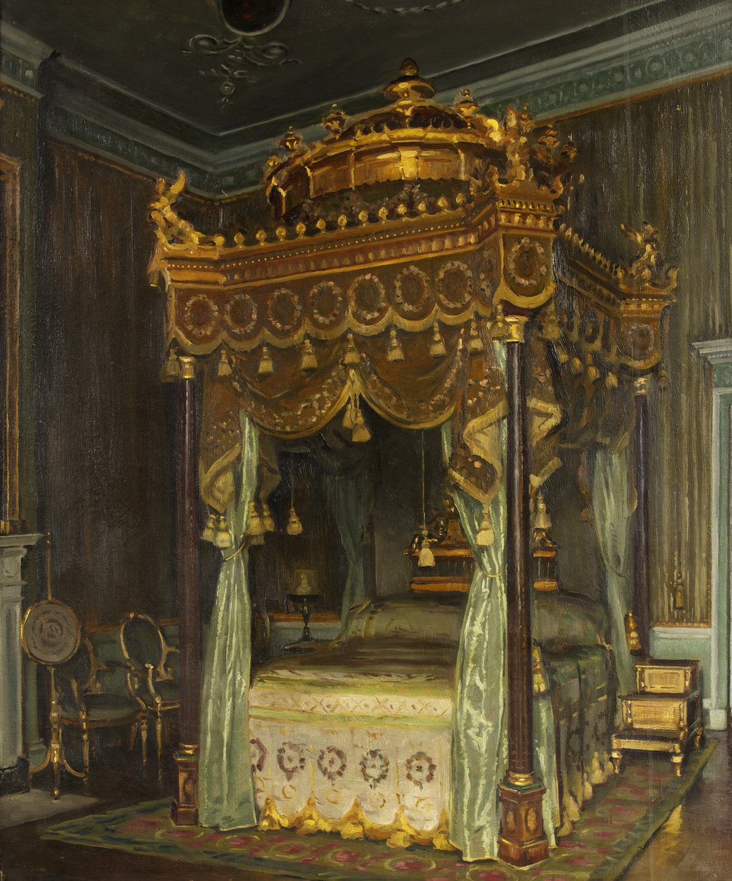 State Bed at Osterley Park (olie på lærred) af William Bruce Ellis Ranken
