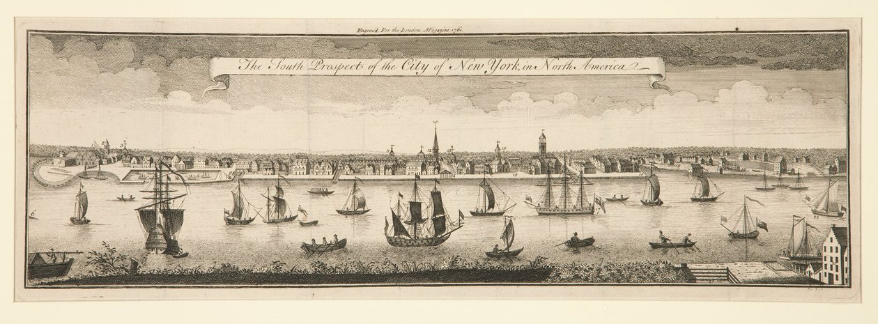 The South Prospect of City of New York i Nordamerika af William Burgis