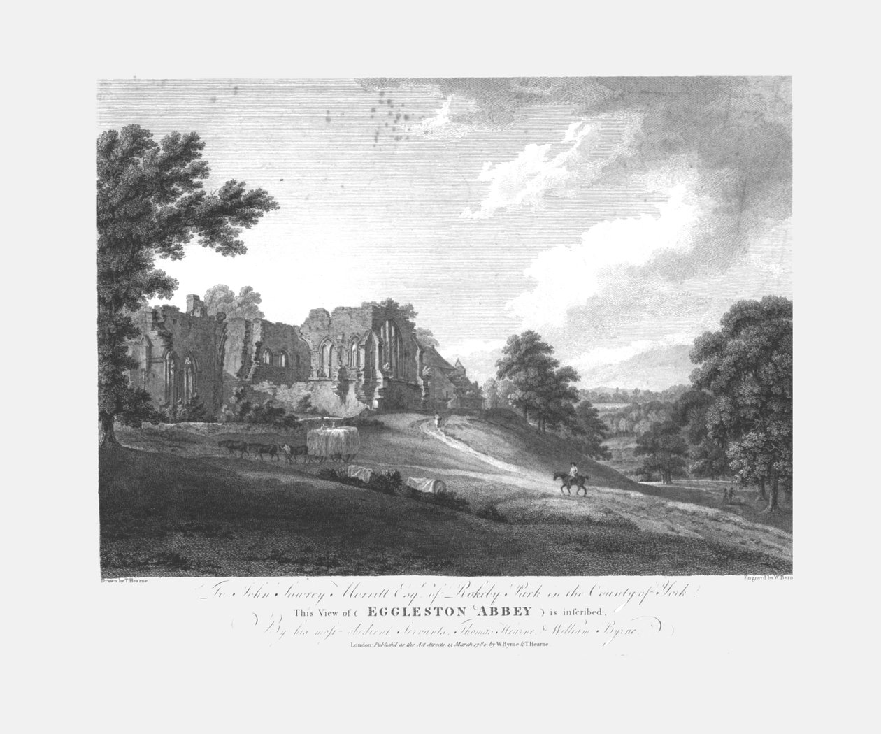 Eggleston Abbey, c1782. af William Byrne