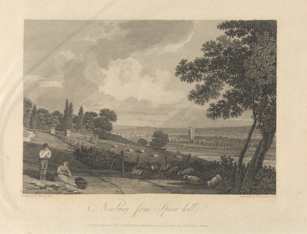 Newbury fra Speen Hill af William Byrne