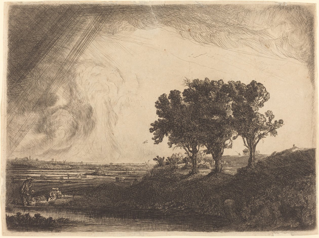De tre træer af William Byron after Rembrandt van Rijn