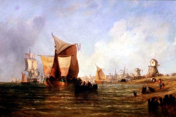 Forsendelse på Dort, Holland af William Calcott Knell