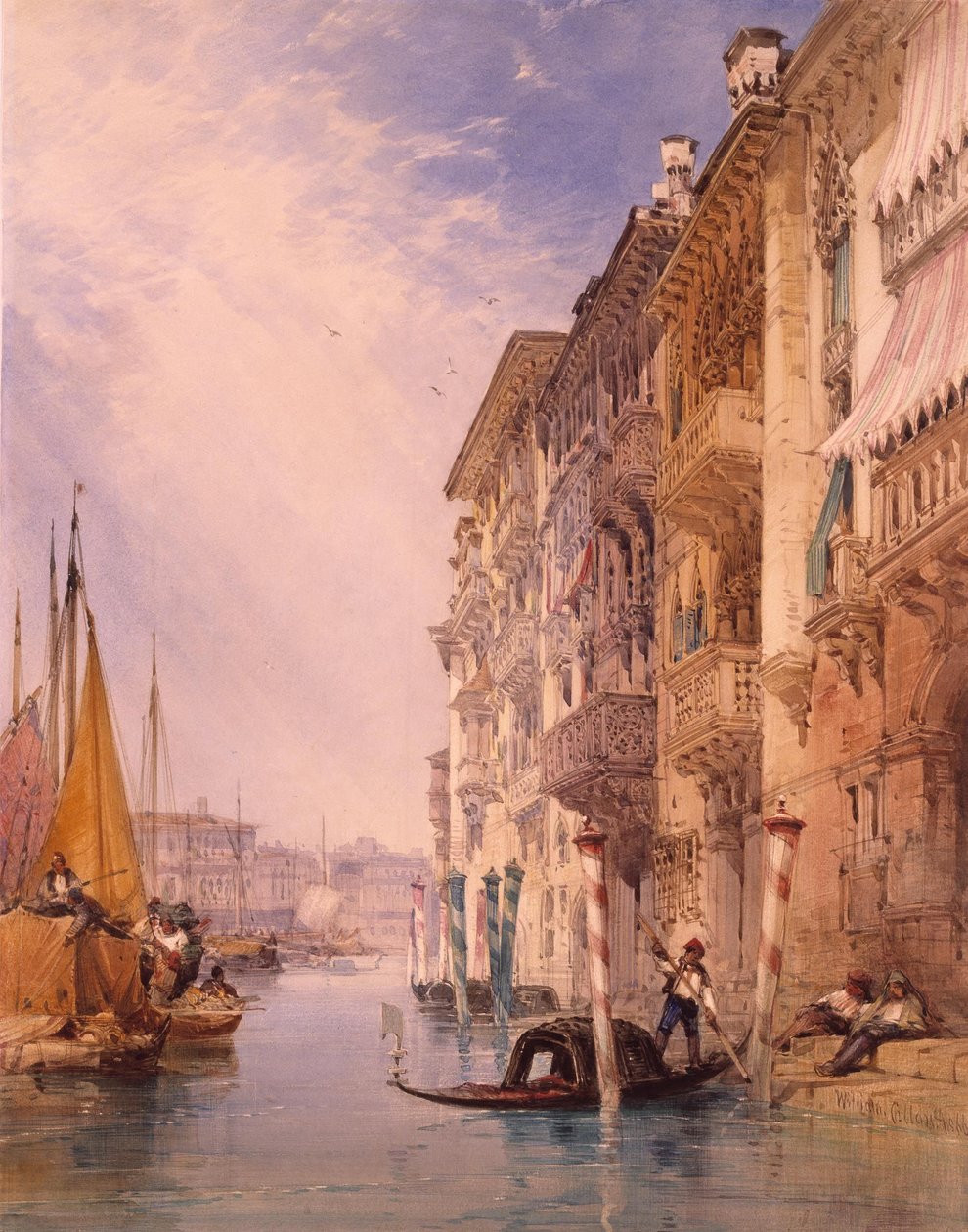 En gondol på Canal Grande i Venedig af William Callow