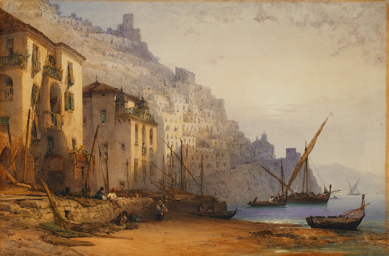 Amalfi fra kysten - En sommermorgen, 1887 af William Callow