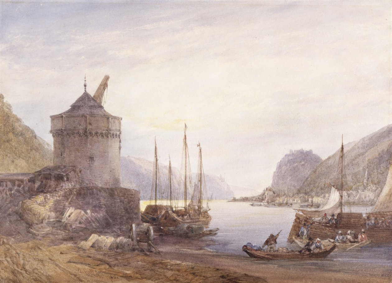 Andernach ved Rhinen (akvarel på hvidt vævet papir) af William Callow