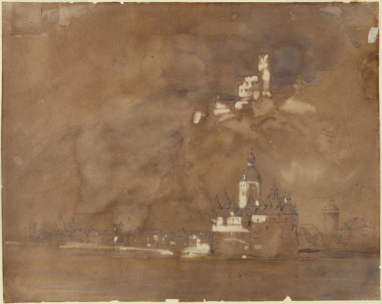 Kaub, Gutenfels, Pfalz af William Callow