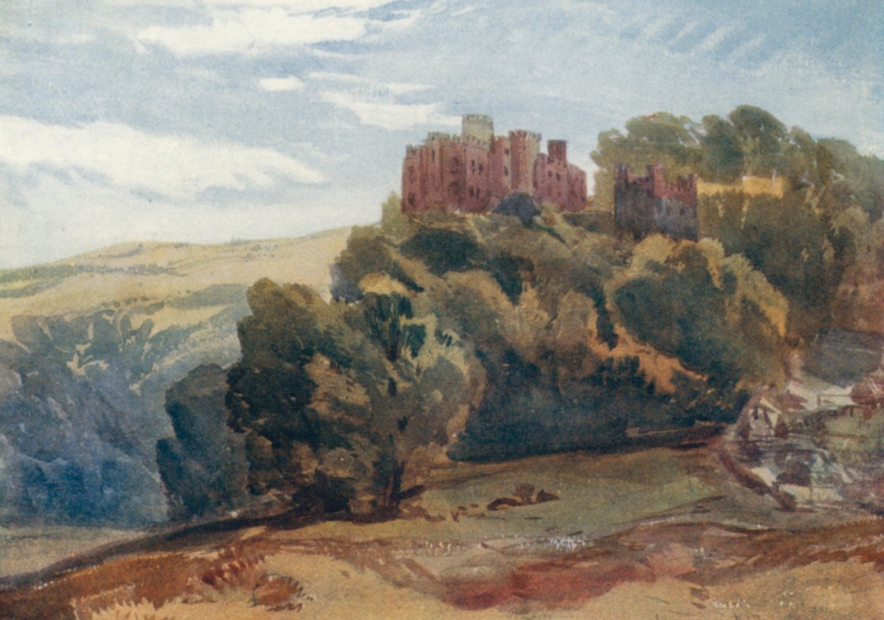 Dunster Castle (farvelitografi) af William Callow