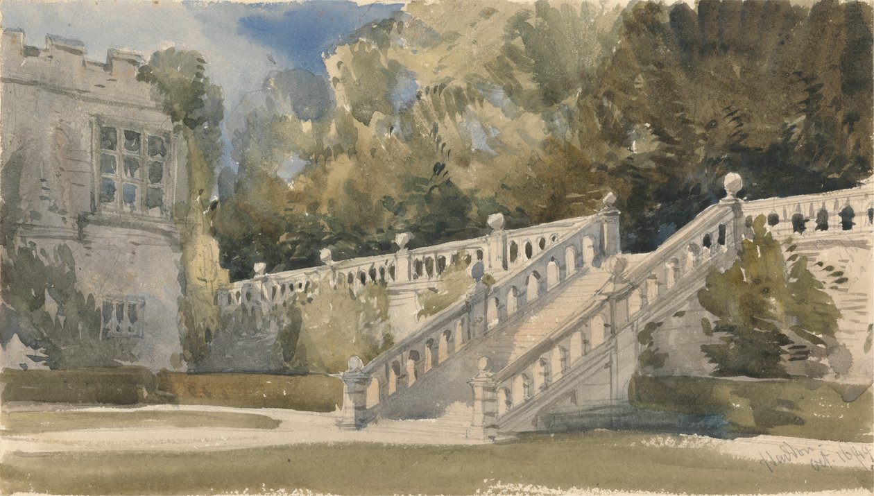 Havetrappe, Haddon Hall af William Callow
