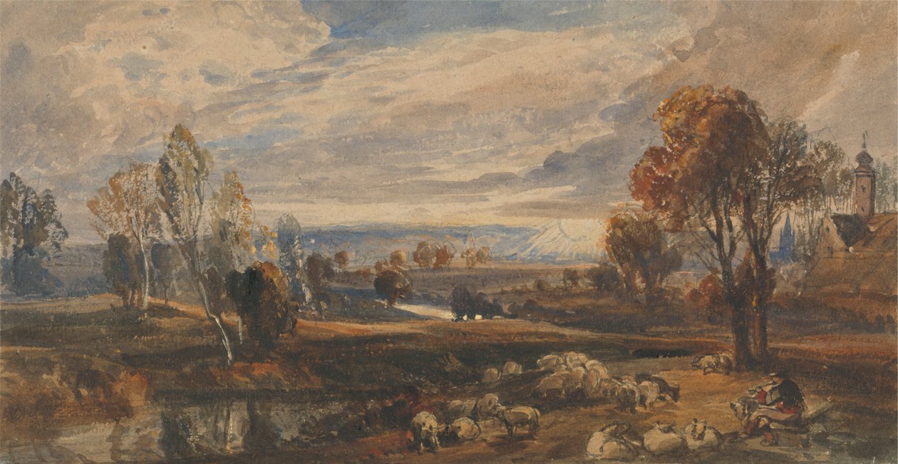 Landskab med får af William Callow