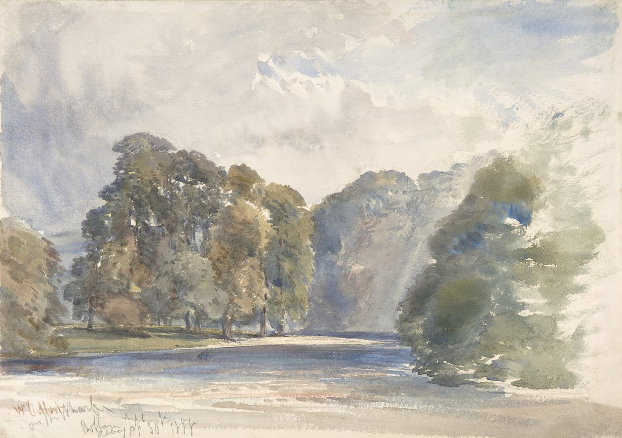 On the Wharfe, Bolton Abbey, 30. september 1858. af William Callow