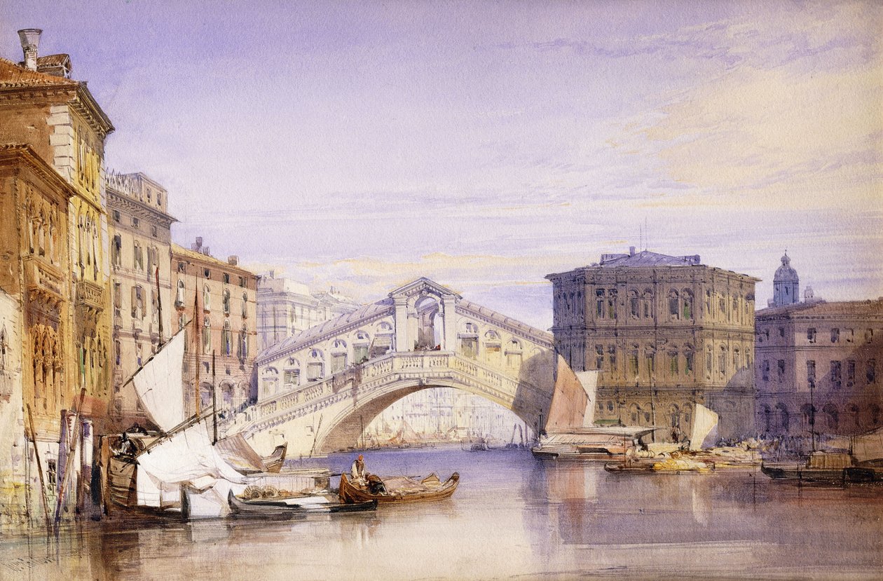 Rialto fra Canal Grande, 1852 af William Callow