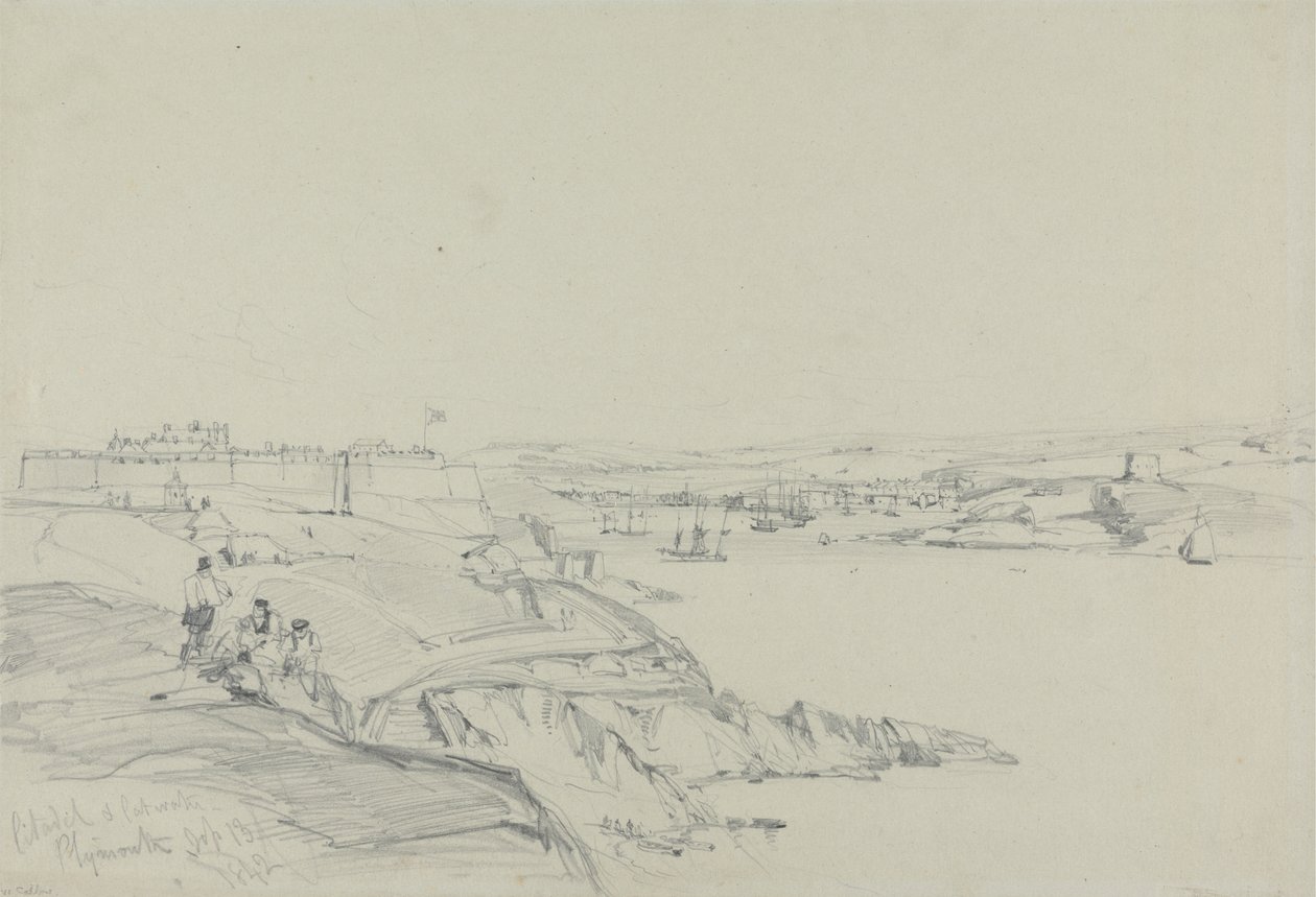 Det Kongelige Citadel og Cattewater, Plymouth af William Callow