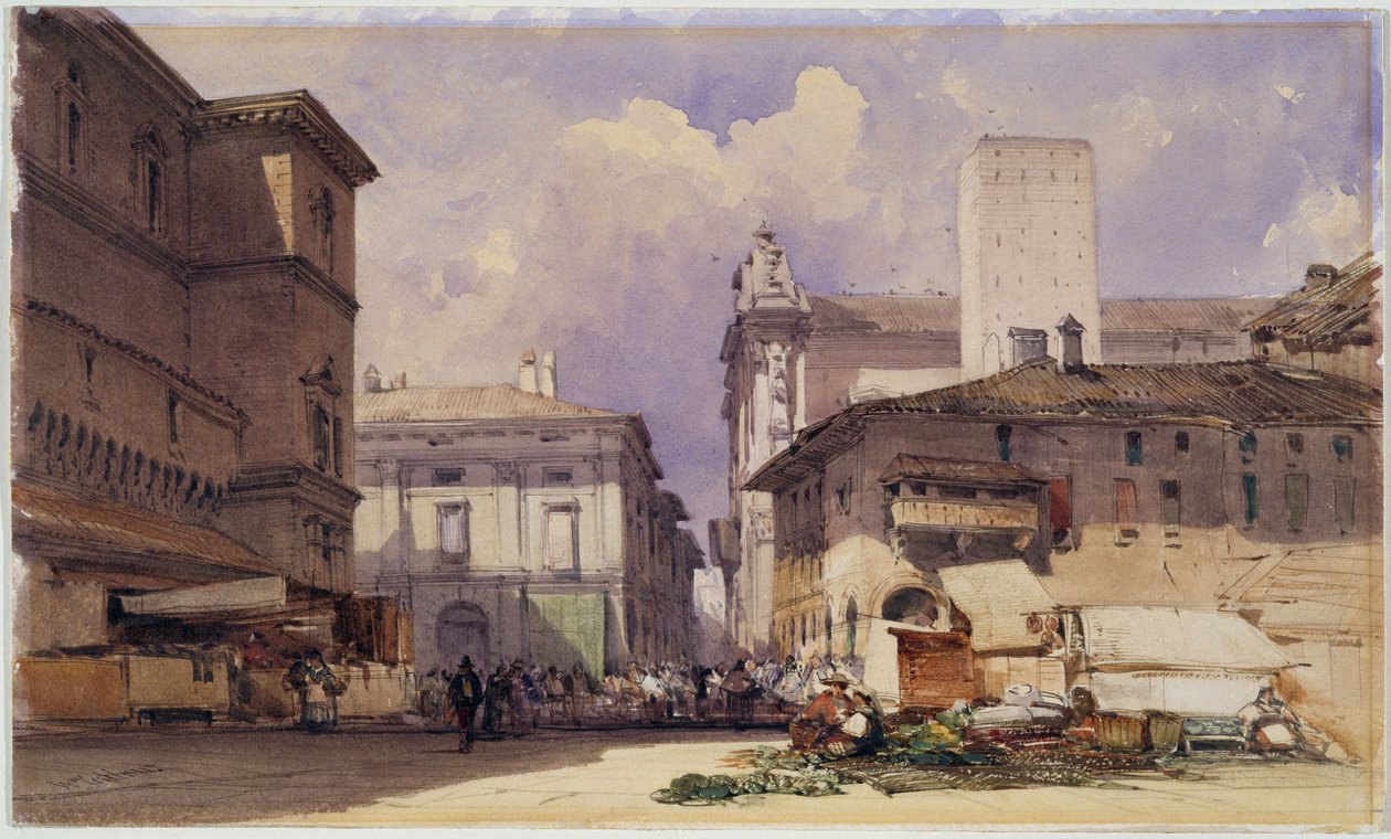 Via dell "Independenza med Palazzo Comunale, Bologna, 1892 af William Callow