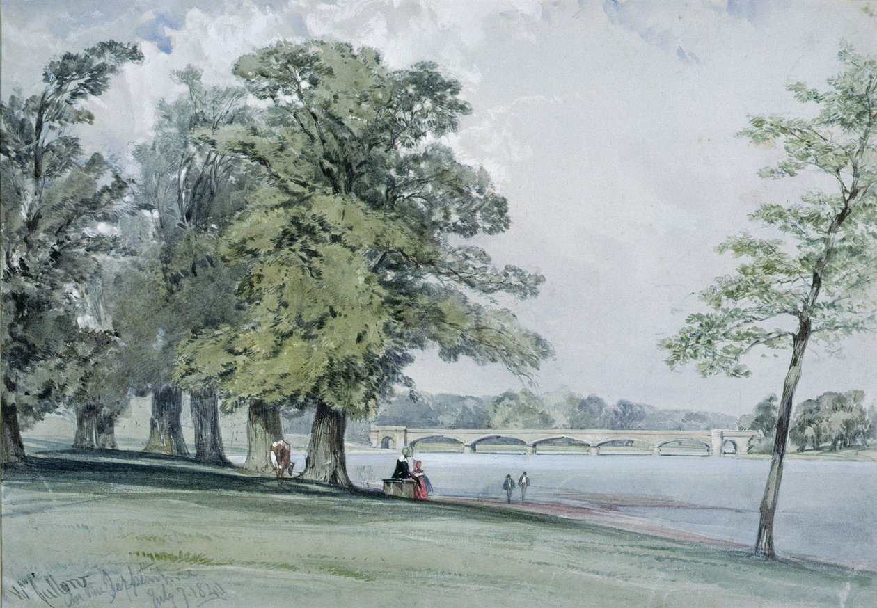 Udsigt på Serpentine, Hyde Park af William Callow