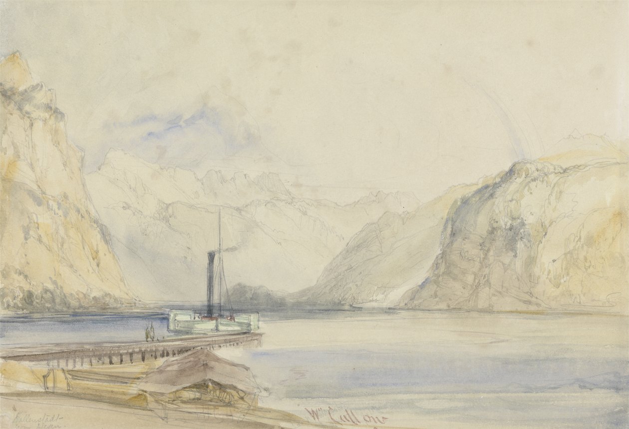 Wallenstadt, fra Wesen, Schweiz (blyant og wc på papir) af William Callow