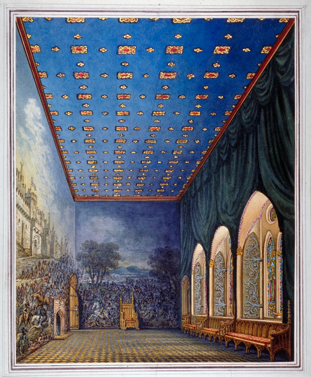Foreslået plan for omindretning af Painted Chamber, Old Palace of Westminster, London, c1817. af William Capon