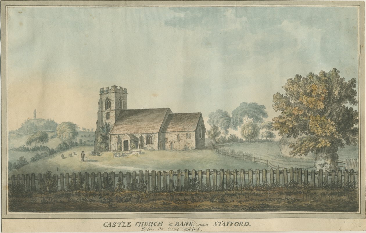 Slotskirken - Kirke: akvarelmaleri og [1700-tallet] (maleri) af William Carter
