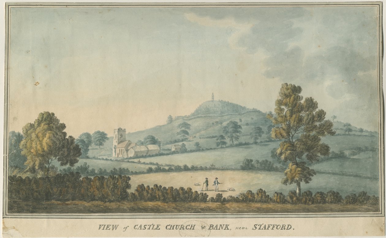 Slotskirken - Kirke: akvarelmaleri og [?1700-tallet] af William Carter