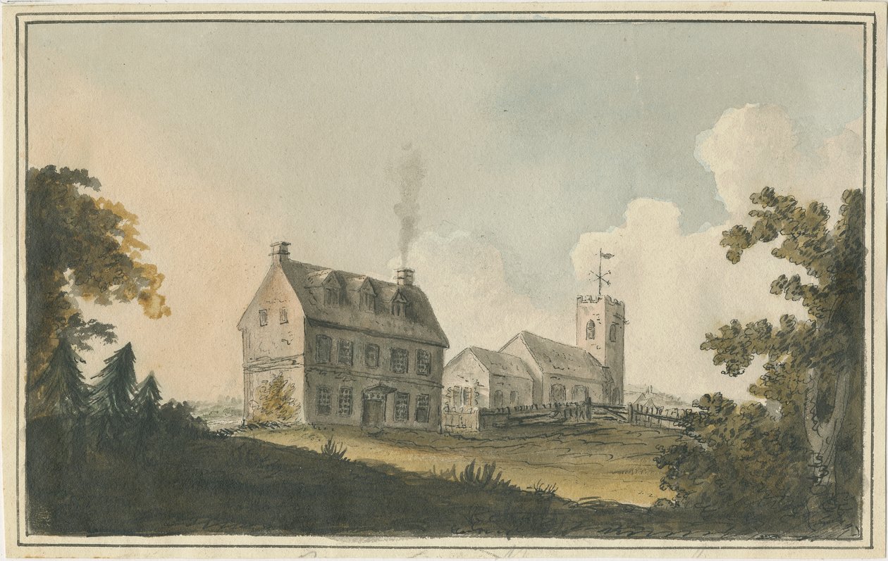 Edingale Church: akvarelmaleri, og [c 1790] af William Carter