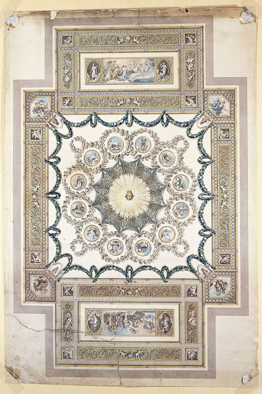 Design til biblioteksloftet i Woburn Abbey, af William Chambers