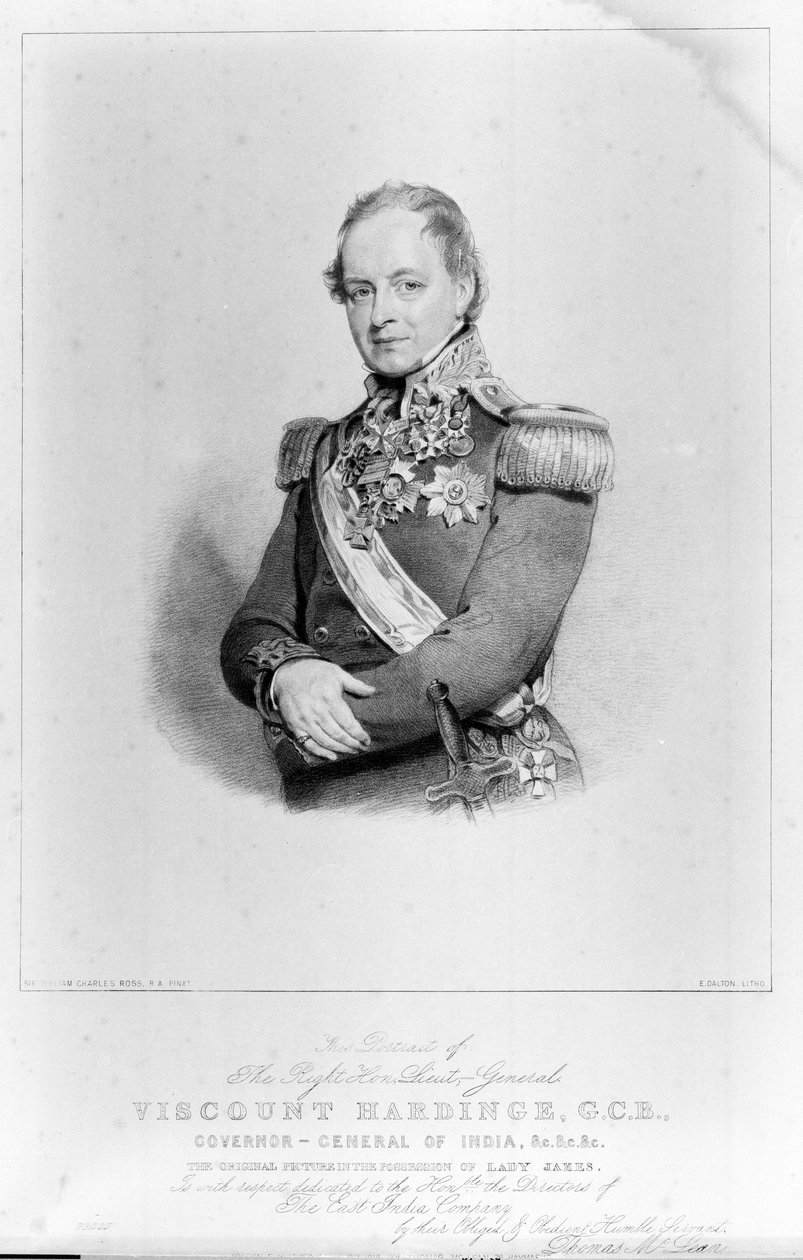 Den højre ærede generalløjtnant Viscount Hardinge, GCB, Indiens generalguvernør af William Charles (after) Ross